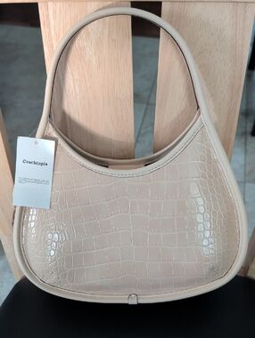 Coachtopia Croc-Embossed Ergo Shoulder Bag (Cloud) NWT